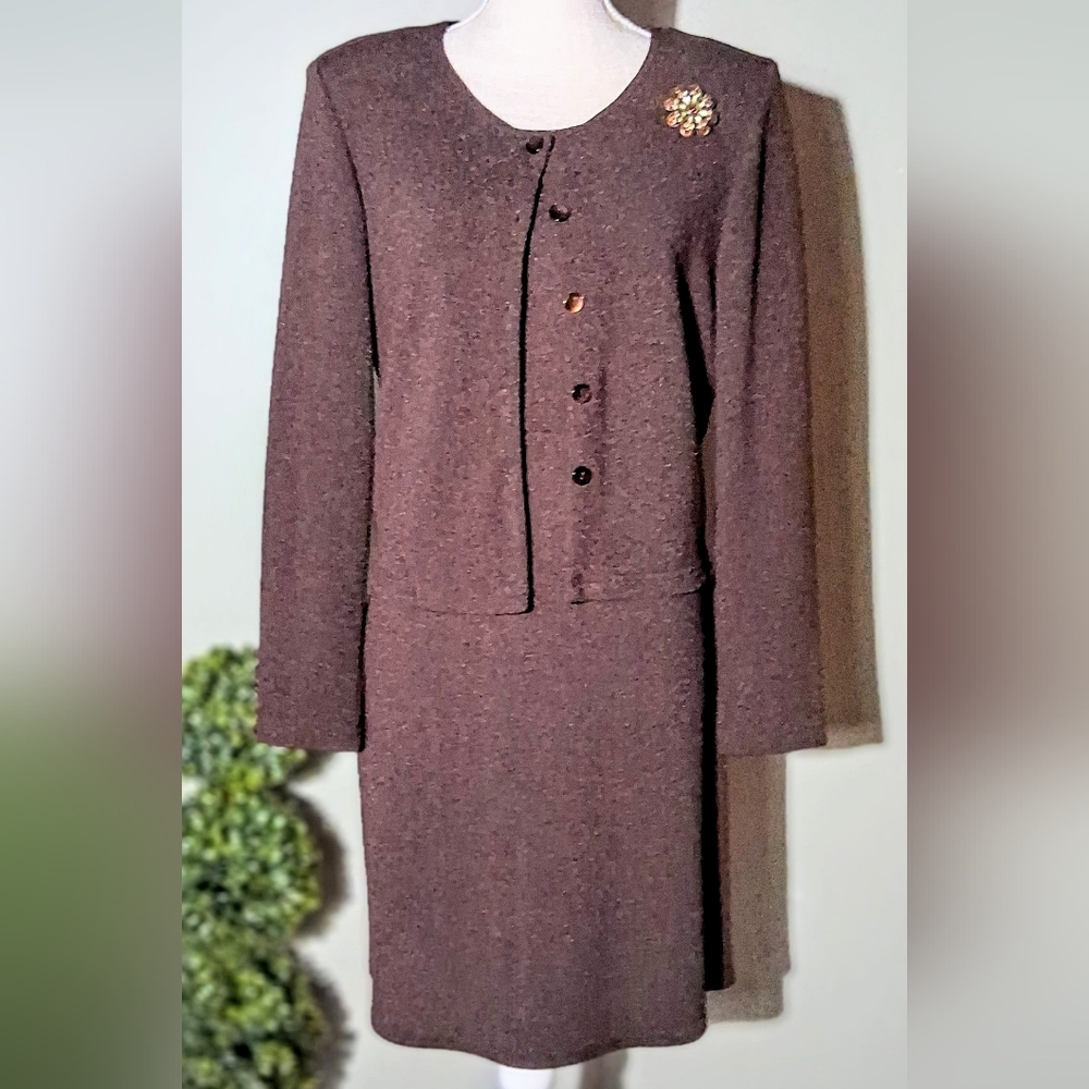 Vintage Like New! Rabbit Rabbit Rabbit Chocolate Brown Matching Dress & Cardigan - Picture 3 of 11